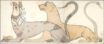 Griffin-and-lion-fresco-from-queens-hall